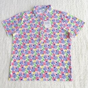 Leon Levin Women's Vintage Short Sleeved Polo Golf Sports Shirt, Colorful, PM